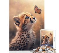 Puzzle da 1000 pezzi per ragazzi incontro tra ghepardo e farfalla gioco rilassante un'opera d'arte decorazione per la casa giocattolo ottimo regalo per gli appassionati di videogiochi (38x26cm)