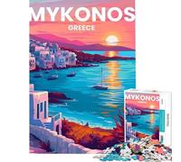 Puzzle da 1000 pezzi per ragazzi isola di Mykonos sfida educativa ideale per le vacanze in casa per passare il tempo decorazione domestica giocattolo per ragazzi dai 14 anni in su (38x26cm)