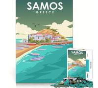 Puzzle da 1000 pezzi per ragazzi,isola di Samos,Grecia,con taglio preciso,gioco stimolante per la mente,attività rilassante per il compleanno (38x52cm)