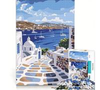 Puzzle da 1000 pezzi per ragazzi isola greca di Mykonos giocattolo fai-da-te migliora la memoria con pezzi di forma casuale completamente ad incastro 50x75cm