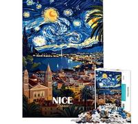 Puzzle da 1000 pezzi per ragazzi ispirato a Nizza Francia Notte stellata Puzzle artistico per adulti gioco pratico ideale per passare il tempo durante le vacanze regali di Natale e compleanno