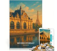 Puzzle da 1000 pezzi per ragazzi, ispirato al Musée d'Orsay, Francia, giocattolo educativo, decorazione per la casa, con poster e foglio di curiosità abbinati 38x52cm