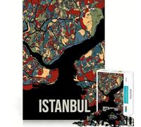 Puzzle da 1000 pezzi per ragazzi,Istanbul,Turchia,con mappa della città,colori della terra,ritagli lisci,gioco per esercitare la mente,gioco rilassante,attività per compleanno (38x52cm)