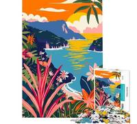 Puzzle da 1000 pezzi per ragazzi Italia Isole Eolie illustrazione minimalista gioco rilassante giocattolo avvincente per coltivare la pazienza ottimo regalo sfida impegnativa (dimensioni 38x26cm)
