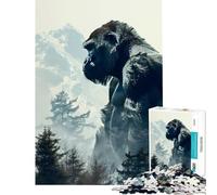 Puzzle da 1000 pezzi per ragazzi Jigsaw Gorilla Double Exposure difficile e stimolante un'opera d'arte gioco divertente adatto a persone dai 14 anni in su (38x52cm)