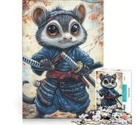 Puzzle da 1000 pezzi per ragazzi Kinkajou nei panni di un samurai gioco impossibile interazione genitore-figlio regalo di Natale o compleanno 38x26cm