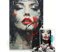 Puzzle da 1000 pezzi per ragazzi "La bella signora dalle labbra rosse" gioco impossibile interazione genitore-figlio gioco stimolante regalo 38x26cm