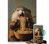 Puzzle da 1000 pezzi per ragazzi "La festa dei noodle del castoro" Gioco di squadra perfetto,gioco cognitivo,regalo rilassante,divertente attività per il compleanno (38x26cm)