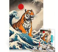 Puzzle da 1000 pezzi per ragazzi La grande ondata di tigri, gioco impossibile, difficile e stimolante, compleanno e Natale 38x26cm