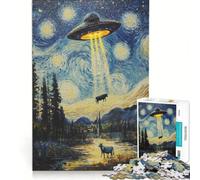 Puzzle da 1000 pezzi per ragazzi La notte del rapimento UFO di Van Gogh, decorazione da parete, compleanno 38x26cm