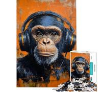 Puzzle da 1000 pezzi per ragazzi "La scimmia batte il puzzle" taglio di precisione interazione genitore-figlio regalo di Natale e compleanno 50x75cm