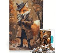 Puzzle da 1000 pezzi per ragazzi "La volpe detective", gioco educativo, divertente antistress, regalo di Natale o compleanno 38x52cm