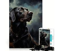 Puzzle da 1000 pezzi per ragazzi,Labrador nero di notte,disegno preciso,gioco per allenare la mente,momento di relax,divertimento per il compleanno 50x75cm