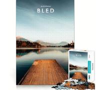 Puzzle da 1000 pezzi per ragazzi,Lago di Bled,Slovenia,con taglio liscio,gioco per esercitare la mente,gioco rilassante,attività per compleanno (38x26cm)