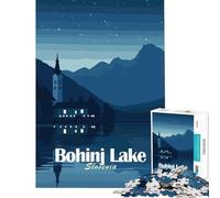 Puzzle da 1000 pezzi per ragazzi Lago di Bohinj Slovenia Paesaggio notturno Giocattolo educativo Gioco rilassante Un'opera d'arte Regalo di compleanno (Dimensioni 38x52cm)