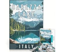 Puzzle da 1000 pezzi per ragazzi, Lago di Carezza in Italia, gioco rompicapo, taglio di precisione, compleanno e Natale 38x26cm