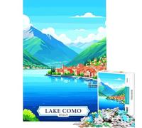 Puzzle da 1000 pezzi per ragazzi Lago di Como Italia poster di viaggio Gioco per famiglie Sfida di intelligenza Giocattolo avvincente Opera d'arte Regalo Attività per famiglie (Dimensioni 38x52cm)