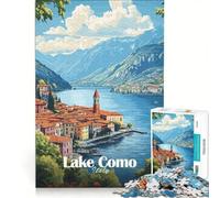 Puzzle da 1000 pezzi per ragazzi Lago di Como Italia poster vintage giochi rilassanti attività divertenti da fare a casa regali unici per compleanno e Natale 50x75cm