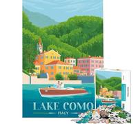 Puzzle da 1000 pezzi per ragazzi Lago di Como Italia viaggio gioco educativo sfida giocattolo educativo difficile opera d'arte regalo (dimensioni 50x75cm)