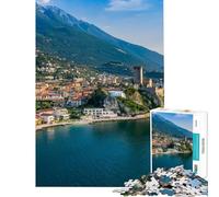 Puzzle da 1000 pezzi per ragazzi Lago di Garda Malcesine Puzzle per adulti Giochi rilassanti Migliora la memoria Attività divertenti a casa (Dimensioni 38x26cm)