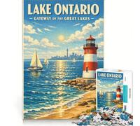 Puzzle da 1000 pezzi per ragazzi, Lago Ontario, giochi per famiglie, antistress, regalo per amici e parenti 38x26cm