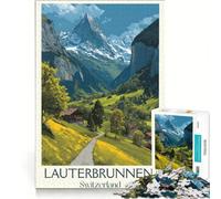 Puzzle da 1000 pezzi per ragazzi, Lauterbrunnen Valley Magic, giocattolo antistress, per divertimento in famiglia, regalo per amici e parenti 38x52cm