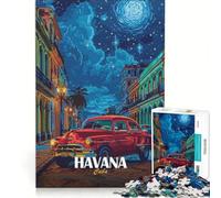 Puzzle da 1000 pezzi per ragazzi L'Avana, Cuba︰ Auto d'epoca di notte, giochi educativi, assemblaggio di modelli, collezione d'artista, belle arti 38x26cm