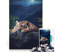 Puzzle da 1000 pezzi per ragazzi Lazy Tiger in the Night giochi per famiglie taglio di precisione compleanno e Natale 50x75cm