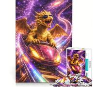 Puzzle da 1000 pezzi per ragazzi "Le montagne russe cosmiche del drago giallo" giocattolo educativo decorazione per la casa con poster e foglio di curiosità abbinati 38x52cm
