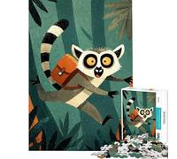 Puzzle da 1000 pezzi per ragazzi Lemure con zaino nella giungla gioco per famiglie decorazione per la casa interazione genitore-figlio (dimensioni 38x52cm)