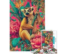 Puzzle da 1000 pezzi per ragazzi Lemure in un paradiso floreale tropicale Puzzle per ragazzi che migliora la memoria Lista dei desideri con Babbo Natale Gioco educativo per famiglie 38x26cm