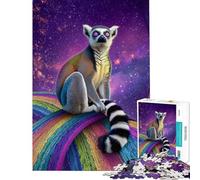 Puzzle da 1000 pezzi per ragazzi Lemure psichedelico sul ponte dell'arcobaleno Puzzle per ragazzi che migliora la memoria aiuta ad allenare il cervello gioco educativo per tutta la famiglia 38x26cm