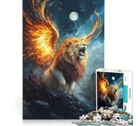 Puzzle da 1000 pezzi per ragazzi: Leone alato ruggente al chiaro di luna gioco pratico per divertimento in famiglia adatto come decorazione da scrivania 50x75cm