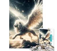 Puzzle da 1000 pezzi per ragazzi: Leone bianco con ali sfida educativa ideale per rilassarsi durante le vacanze o per passare il tempo in casa (38x26cm)