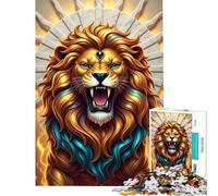 Puzzle da 1000 pezzi per ragazzi Leone dorato ruggente con raggi di sole sfida educativa gioco divertente adatto a persone dai 14 anni in su (50x75cm)