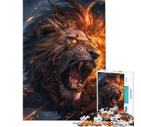 Puzzle da 1000 pezzi per ragazzi "Leone ruggente dall'inferno" - Gioco rilassante ed educativo ideale come regalo di compleanno o per migliorare la memoria (dimensioni 38x52cm)