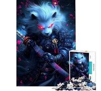 Puzzle da 1000 pezzi per ragazzi: Leone Samurai con occhi rossi luminosi puzzle di animali gioco rilassante decorazione da parete ideale come regalo per tutta la famiglia (dimensioni 50x75cm)