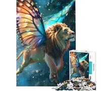 Puzzle da 1000 pezzi per ragazzi leone volante con ali gioco rilassante sfida per l'intelligenza giocattolo avvincente regalo divertente decorazione per la casa (dimensioni 75x50cm)