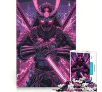Puzzle da 1000 pezzi per ragazzi: L'immaginazione dei samurai in un paesaggio urbano al neon, gioco educativo, divertente e spiritoso, compleanni e occasioni speciali 38x26cm
