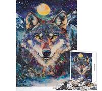 Puzzle da 1000 pezzi per ragazzi "Lo sguardo del lupo al chiaro di luna" - Gioco pratico regalo di compleanno decorazione per la casa giocattolo per allenare la mente e le mani (50x75cm)