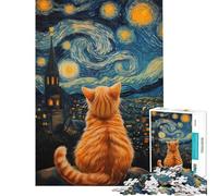Puzzle da 1000 pezzi per ragazzi "Lo sguardo stellato del gatto" gioco interattivo giocattolo avvincente per coltivare la pazienza regalo di compleanno un'opera d'arte (dimensioni 38x26cm)