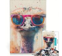Puzzle da 1000 pezzi per ragazzi: Lo struzzo con gli occhiali rosa giocattolo educativo decorazione per la casa compleanni e occasioni speciali 50x75cm