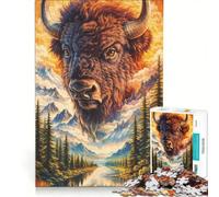 Puzzle da 1000 pezzi per ragazzi "L'orizzonte eterno di un bufalo dorato", giochi educativi, corsa a tempo, collezione d'artista, belle arti 50x75cm