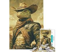 Puzzle da 1000 pezzi per ragazzi lucertola cowboy ideale per compleanni e Natale Migliora la memoria è un giocattolo antistress adatto a partire dai 14 anni (38x52cm)