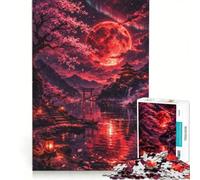 Puzzle da 1000 pezzi per ragazzi, Luna di sangue sulla valle dei ciliegi in fiore, giocattolo educativo, decorazione per la casa, compleanni e occasioni speciali 50x75cm