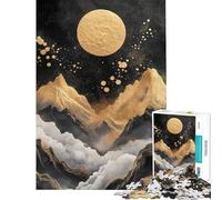 Puzzle da 1000 pezzi per ragazzi Luna dorata su paesaggio montano puzzle fai da te per ragazzi ideale per le vacanze a casa e per passare il tempo insieme interattivo genitore-figlio (38x52cm)