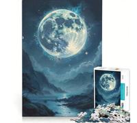 Puzzle da 1000 pezzi per ragazzi, Luna gigante sopra le montagne, giochi educativi, corsa a tempo, collezione d'artista, belle arti 50x75cm