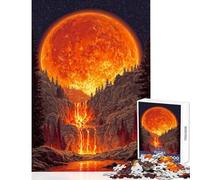 Puzzle da 1000 pezzi per ragazzi Luna infuocata su cascata di lava Gioco divertente antistress educativo per rafforzare l'amore tra le coppie (50x75cm)