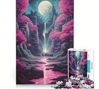 Puzzle da 1000 pezzi per ragazzi luna piena al neon che sorge giochi educativi assemblaggio di modelli collezione d'artista belle arti 38x26cm