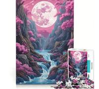 Puzzle da 1000 pezzi per ragazzi luna piena al neon che sorge giochi educativi assemblaggio di modelli collezione d'artista belle arti 38x26cm